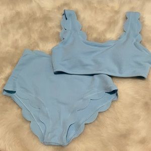 Zaful blue scallop bathing suit